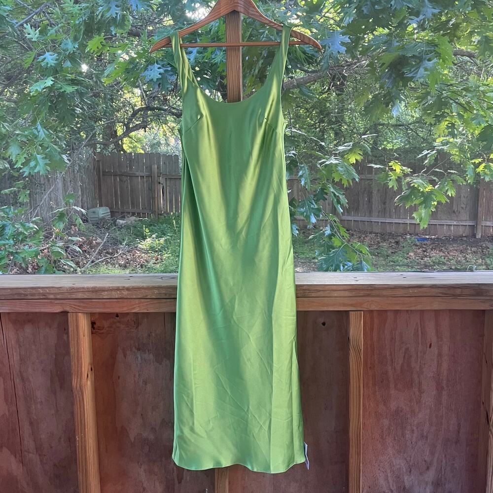 ASOS Design Women's Green Satin Slip Dress Size 2P.